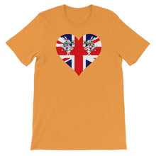 Load image into Gallery viewer, Heart Shaped Union Jack T-shirt - Unisex Short Sleeve - Unique Gifts