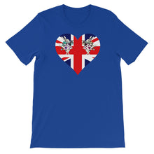 Load image into Gallery viewer, Heart Shaped Union Jack T-shirt - Unisex Short Sleeve - Unique Gifts