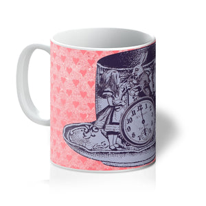 Alice in Wonderland Tea Time Mug - Vintage Heart Background