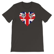Load image into Gallery viewer, Heart Shaped Union Jack T-shirt - Unisex Short Sleeve - Unique Gifts