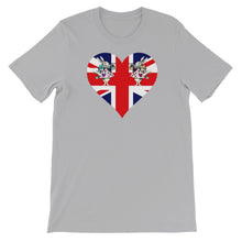 Load image into Gallery viewer, Heart Shaped Union Jack T-shirt - Unisex Short Sleeve - Unique Gifts