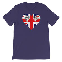 Load image into Gallery viewer, Heart Shaped Union Jack T-shirt - Unisex Short Sleeve - Unique Gifts