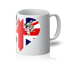 Load image into Gallery viewer, Heart Shaped Union Jack Mug - Alice in Wonderland Gift