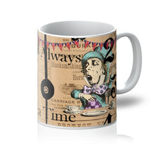 Load image into Gallery viewer, Alice in Wonderland Tea Time Mug - Vintage News Paper Print