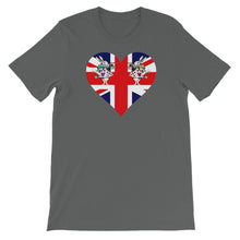 Load image into Gallery viewer, Heart Shaped Union Jack T-shirt - Unisex Short Sleeve - Unique Gifts