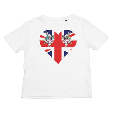 Load image into Gallery viewer, Alice in Wonderland Inspired Kids T-shirt - Union Jack Heart Design