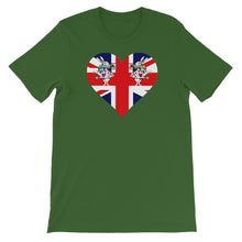 Load image into Gallery viewer, Heart Shaped Union Jack T-shirt - Unisex Short Sleeve - Unique Gifts