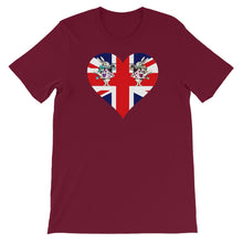 Load image into Gallery viewer, Heart Shaped Union Jack T-shirt - Unisex Short Sleeve - Unique Gifts
