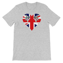 Load image into Gallery viewer, Heart Shaped Union Jack T-shirt - Unisex Short Sleeve - Unique Gifts