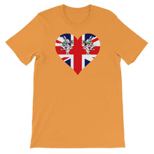 Load image into Gallery viewer, Heart Shaped Union Jack T-shirt - Unisex Short Sleeve - Unique Gifts
