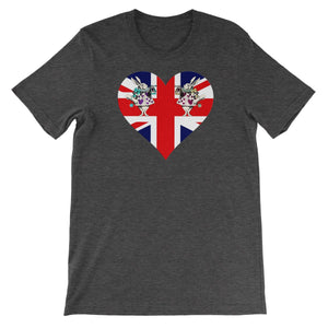 Heart Shaped Union Jack T-shirt - Unisex Short Sleeve - Unique Gifts