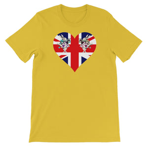 Heart Shaped Union Jack T-shirt - Unisex Short Sleeve - Unique Gifts