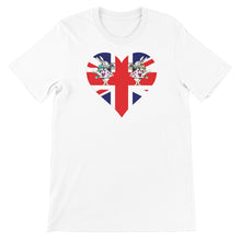 Load image into Gallery viewer, Heart Shaped Union Jack T-shirt - Unisex Short Sleeve - Unique Gifts
