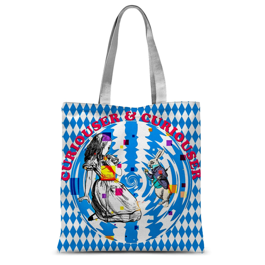 Alice in Wonderland Tote Bag - Curiouser & Curiouser - Vintage Gift Idea