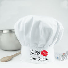 Load image into Gallery viewer, Kiss The Cook Chef Hat - Humous Gift for Chefs
